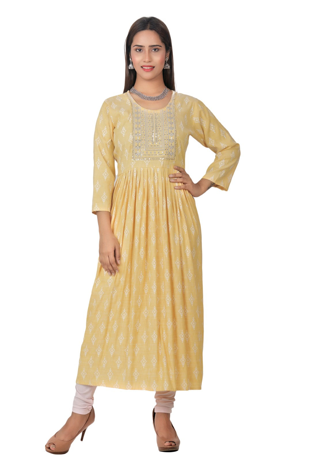 Sringam Women Yellow & White Printed Kurta with Trousers & Dupatta -  Absolutely Desi
